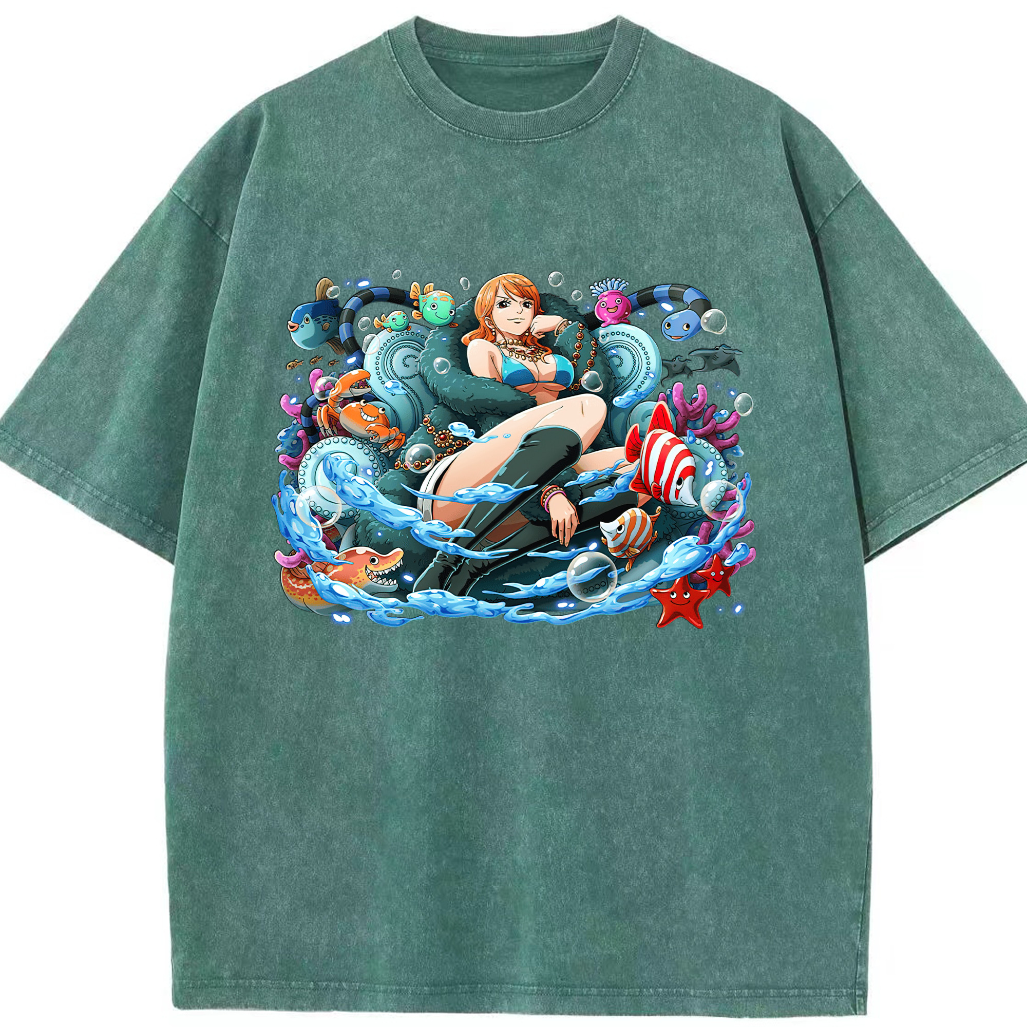 ワンピース ナミ ONE PIECE Nami 綿100% ヴィンテージ風 半袖Tシャツ（フロントプリント）